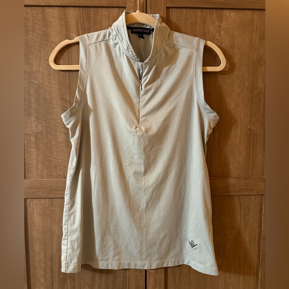 Swannies Golf ‘Brynn Polo’ Sleeveless Light Blue Golf Top